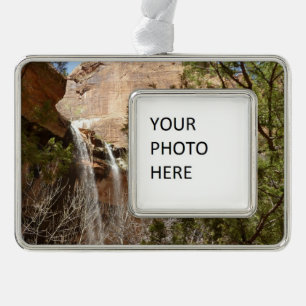 Emerald Pool Falls I from Zion National Park Silver Plated Framed Ornament