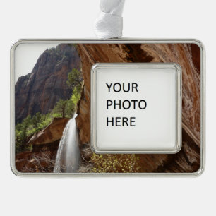 Emerald Pool Falls III from Zion National Park Silver Plated Framed Ornament