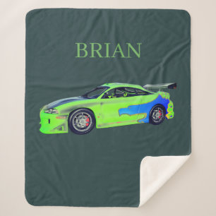 Emerald Roadrunner of the Verdant Horizon Sherpa Blanket