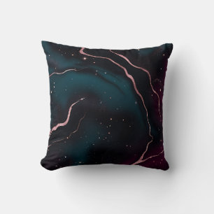 Emerald Rose Gold Galaxy Marble Pattern Cushion