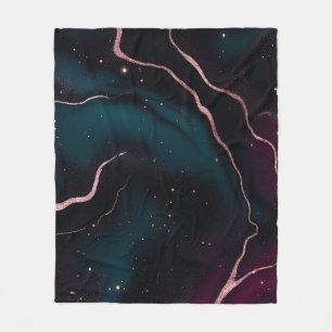 Emerald Rose Gold Galaxy Marble Pattern Fleece Blanket