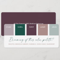 Emerald & Rose Gold Wedding Colour Palette Card