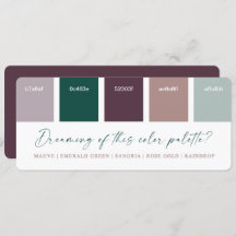Emerald & Rose Gold Wedding Colour Palette Card