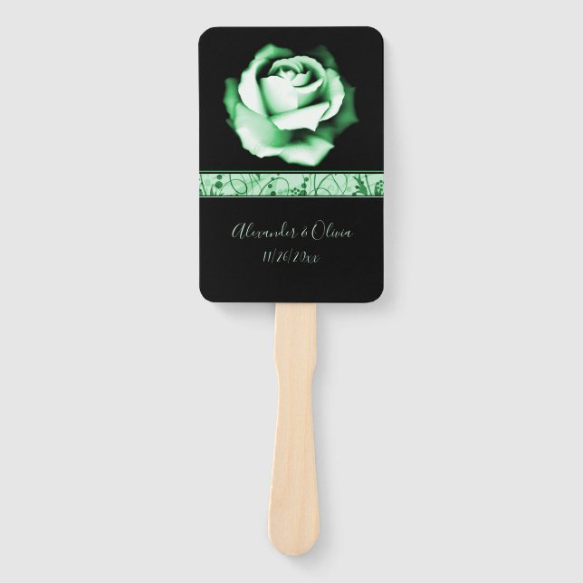 Emerald Rose Hand Fan (Front)