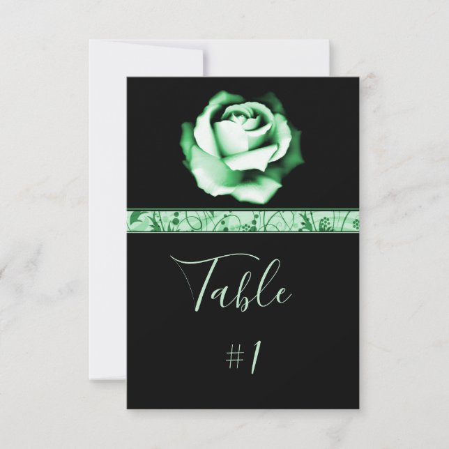 Emerald Rose Reception Table Card (Front)