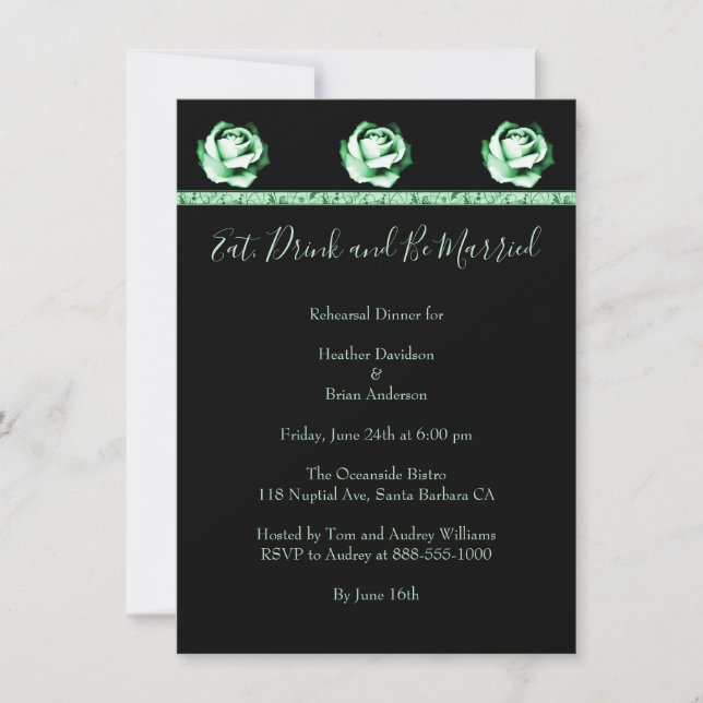 Emerald Rose Rehearsal Dinner Invite (Front)