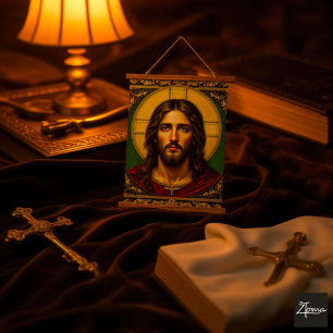 Emerald Sacred Icon - Jesus Hanging Tapestry