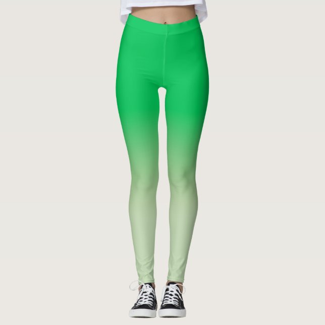 Emerald Sage Green Ombre Leggings (Front)