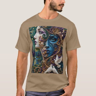 Emerald Sapphire Amethyst Double Profile Woman 3D T-Shirt