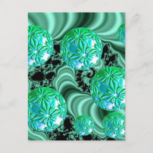 Emerald Satin Dreams - Abstract Irish Shamrock Postcard
