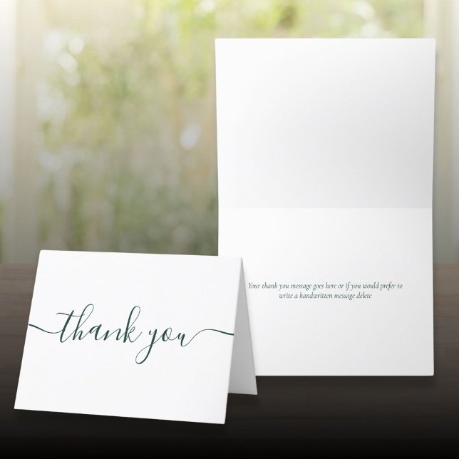 Emerald Script Simple Modern Elegant Thank You Card (Emerald Script Simple Modern Elegant Thank You Card)