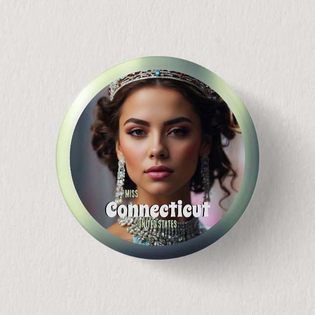 Emerald Shine Pageant Button Pin Custom Photo (Front)