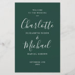 Emerald Signature Script Wedding Program<br><div class="desc">Emerald green signature script wedding program featuring chic modern typography,  this stylish wedding program can be personalised with your special wedding day information. Designed by Thisisnotme©</div>