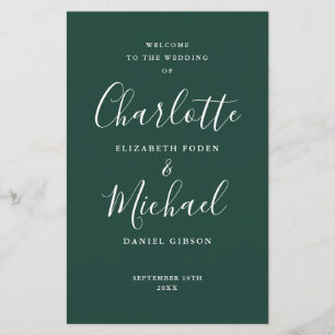 Emerald Signature Script Wedding Program
