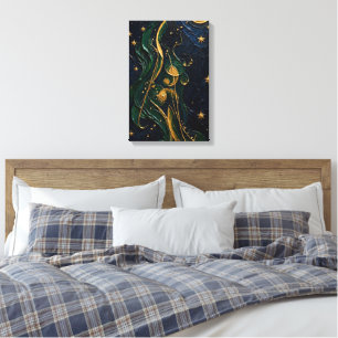 Emerald Silhouette Under Golden Moon Canvas Print