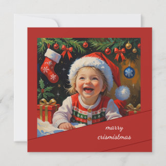 Emerald Simple Cute Santa Girl Invitation