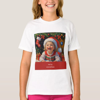 Emerald Simple Cute Santa Girl T-Shirt