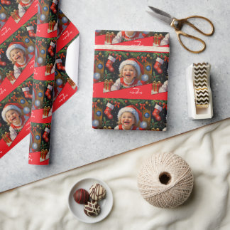 Emerald Simple Cute Santa Girl Wrapping Paper