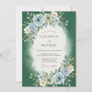Emerald Slate Peony Wedding Invitation