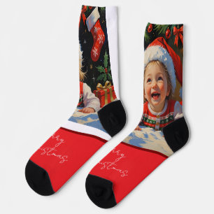 Emerald Smiple Cute Santa Socks