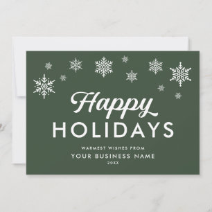 Emerald Snowflake Corporate Logo Happy Holidays Holiday Card