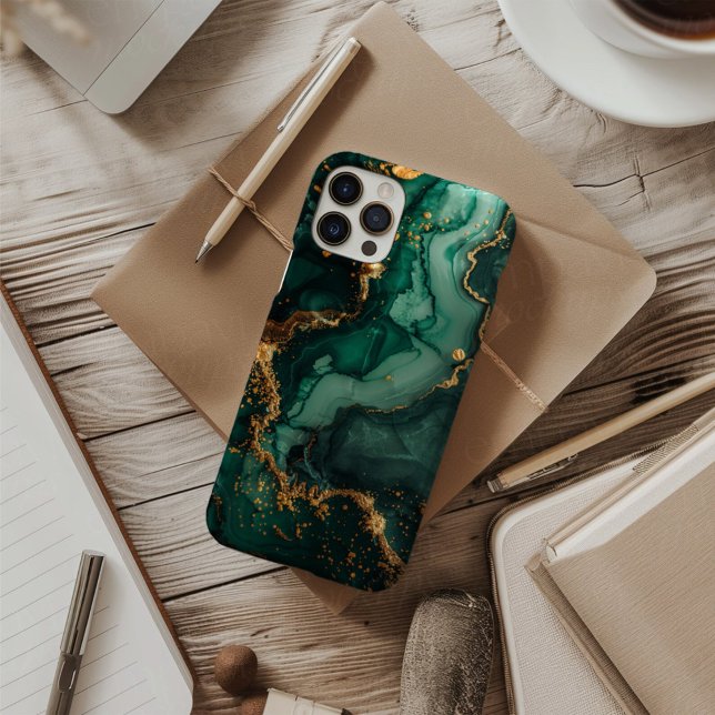 Emerald Sovereign – Luxury Emerald Green & Gold  iPhone 16 Case (Creator Uploaded)