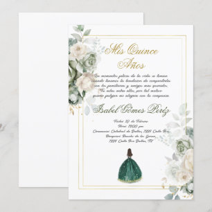 Emerald Spanish Quinceanera  Invitation