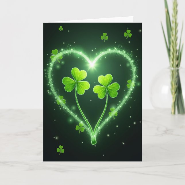 Emerald Star Heart Shamrock Card (Front)