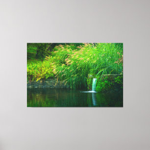 Emerald Stillness by the Garden Falls Canvas Print