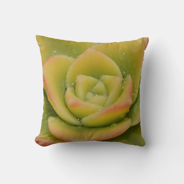 Emerald Succulent Throw Pillow | Botanical Decor (Front)
