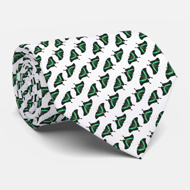 Emerald Swallowtail Butterfly Frenzy Tie (Rolled)