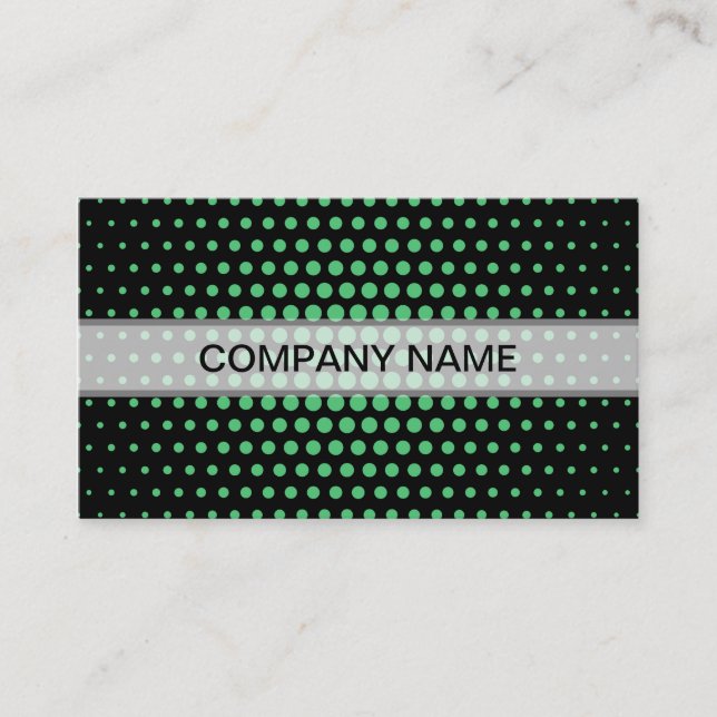 Emerald Techno Dots Modern Black Business Card (Front)