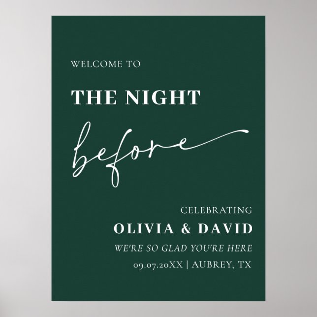 Emerald The Night Before Rehearsal Dinner Sign (Front)