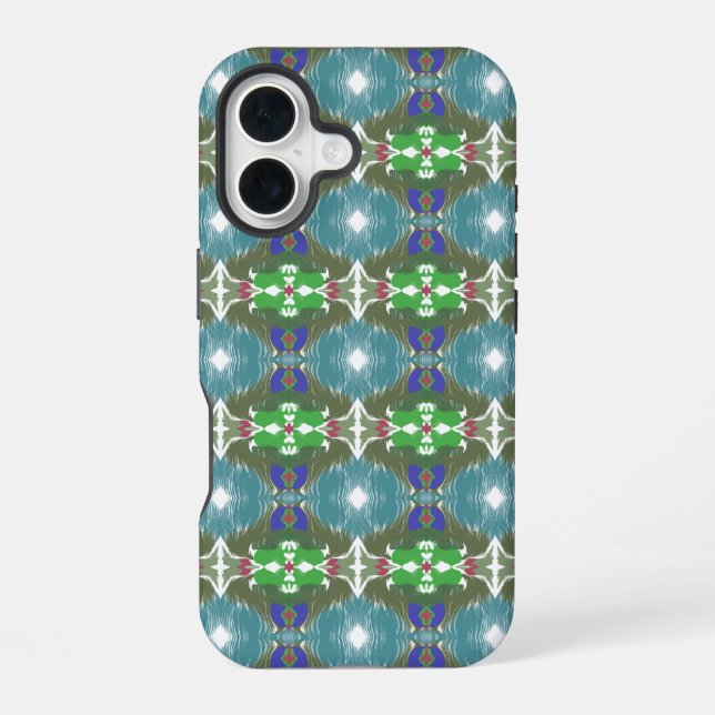 Emerald Tide Kaleidoscope iPhone 16 Case (Back)
