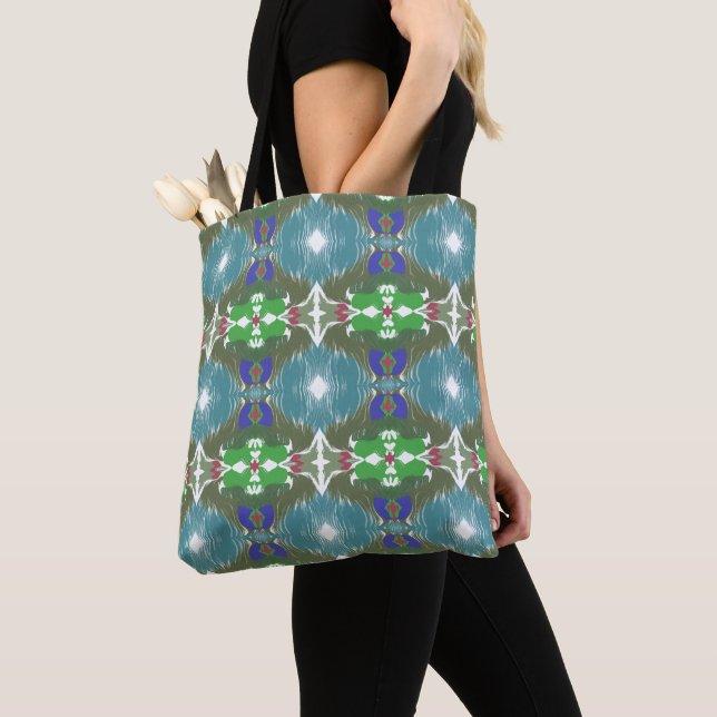 Emerald Tide Kaleidoscope Tote Bag (Close Up)