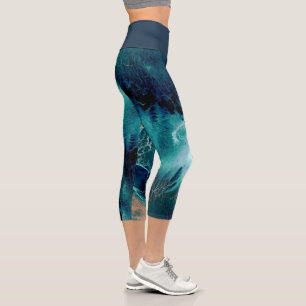 Emerald Tides in Motion Capri Leggings