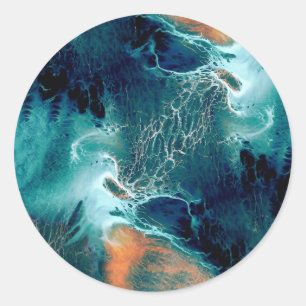 Emerald Tides in Motion Classic Round Sticker