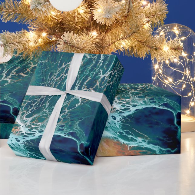 Emerald Tides in Motion Wrapping Paper (Holidays)