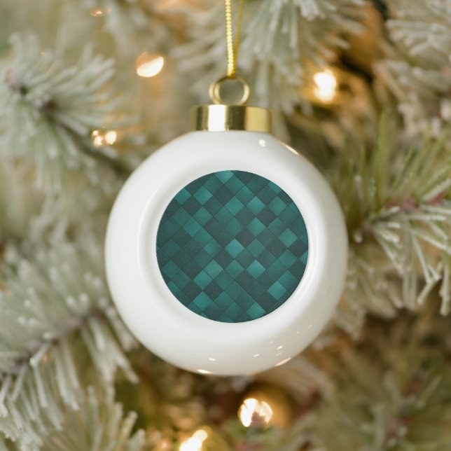 Emerald Tile Pattern – Modern Luxury Ceramic Ball Christmas Ornament (Tree)