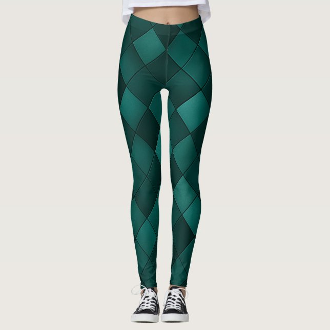 Emerald Tile Pattern – Modern Luxury Leggings (Front)
