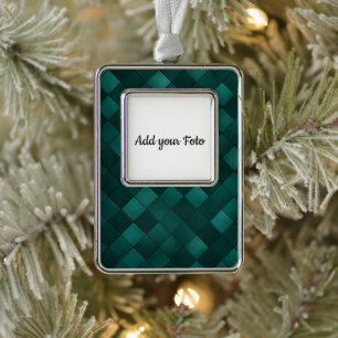 Emerald Tile Pattern – Modern Luxury Silver Plated Framed Ornament