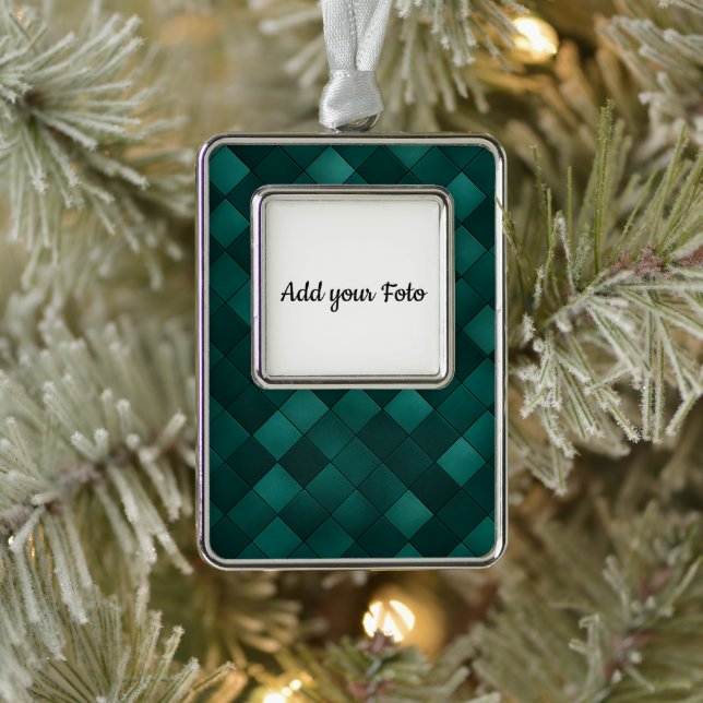 Emerald Tile Pattern – Modern Luxury Silver Plated Framed Ornament (Tree)