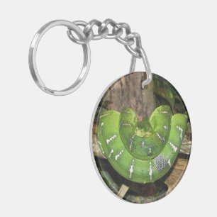 Emerald Tree Boa Snake Keychain