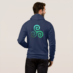 Emerald Triskele Ancient Celtic Symbol Navy Blue Hoodie