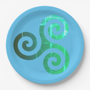 Emerald Triskele Ancient Celtic Symbol Paper Plate