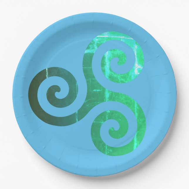 Emerald Triskele Ancient Celtic Symbol Paper Plate (Front)