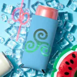 Emerald Triskele Ancient Celtic Symbol Seltzer Can Cooler
