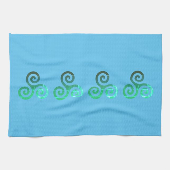 Emerald Triskele Ancient Celtic Symbol Tea Towel (Horizontal)