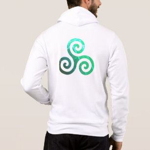 Emerald Triskele Ancient Celtic Symbol White Hoodie