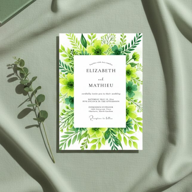 Emerald Verdant Bloom Wedding Invitation (Creator Uploaded)